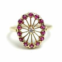 1.50Ct Round Cut Ruby &amp; Diamond Vintage Art Deco Ring 14k Yellow Gold Over  - £78.53 GBP