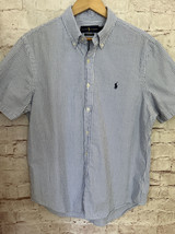 Ralph Lauren Shirt Men’s Large Blue White Short Sleeve Seersucker Striped - $25.20