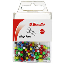 Esselte Map Pins 200pk 17x4mm (Assorted Colours) - $31.47