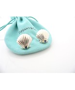 Tiffany &amp; Co Silver 18K Gold Shell Blue Sapphire Pierced Earrings Gift L... - £1,275.77 GBP