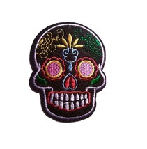 BLACK SUGAR SKULL Day of the Dead 3.25&quot; x 2.5&quot; iron on patch applique (M16) - £3.44 GBP