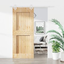 Sliding Door with Hardware Set 33.5x82.7&quot; Solid Wood Pine - $322.24