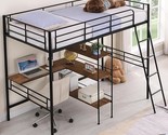 Twin Loft Bed With Desk And Storage Shelf, Heavy Duty Loft Bed Twin Size... - $506.99
