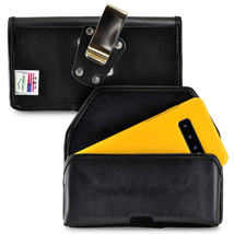 Holster Fits Galaxy S10+ Plus With Otterbox Symmetry Black Leather Belt Clip - £29.77 GBP