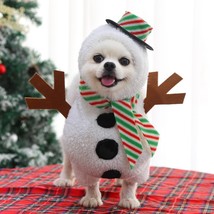 Funny Pet Dog Clothes  Autumn And Winter Standing Snowman Costume Small Medium  - £56.23 GBP