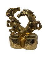 Vintage 24K Gold Splatter 2 Horse Planter Pot 24 Karat Gold Double Horse... - $39.77 CAD