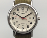 Timex Weekender Watch Men Indiglo 38mm Silver Tone Green Nylon Band New ... - $29.69