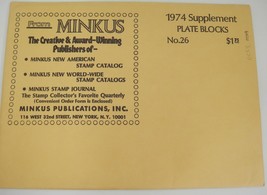 Minkus 1974 United States Plate Blocks Stamp Supplement #26 NOS  - £3.91 GBP
