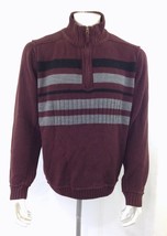 Midtown Men&#39;s Large Maroon Gray Long Sleeve Quarter Zip Mock Neck Sweater - £6.01 GBP