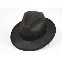 Men's Bruno Capelo Genuine Straw Hat Snap Brim Fedora PANAMA PM592 Black image 2