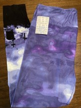 NWT LuLaRoe TC2 (18+) Purple Tie Dye Ombré Black Graveyards Halloween Le... - £27.58 GBP