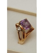 Estate Vintage  14k Yellow Gold  4.00ct Amethyst &amp; Diamond Ring - $1,962.61 CAD