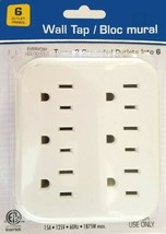 8x Electrical Extension Grounded 6 Outlet Plug Wall Taps Indoor Use White SEALED - £31.13 GBP