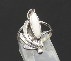 NAVAJO 925 Silver - Vintage Mother Of Pearl Shiny Band Ring Sz 5.5 - RG20440 - £42.92 GBP