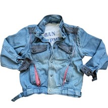 Urban Equipment Acid Wash Denim Vest / Jacket Moto Size Small Vintage 80... - $27.61