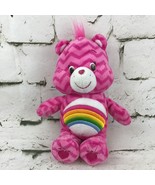 Care Bears Cheer Bear Plush Teddy Pink Chevron Striped Stuffed Animal TC... - £9.32 GBP