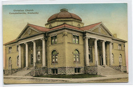 Christian Church Campbellsville Kentucky 1933 hand colored postcard - $6.44