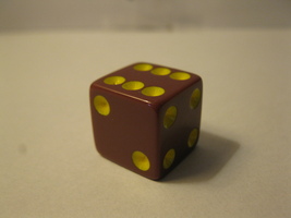 Brand New / Unused Standard size Dice: Brown w/ Yellow Dots - £0.80 GBP