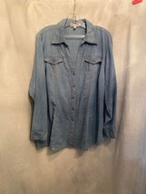 EUC Hester &amp; Orchard Blue 100% Cotton Chambray Button Front Top size 1X - £14.79 GBP