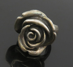 925 Sterling Silver - Vintage Hollow Rose Flower Statement Ring Sz 7 - RG16892 - £38.71 GBP