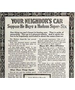 1916 Hudson Motors Super Six Neighbors Advertisement Automobilia Ephemer... - $377.23 MXN
