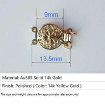 T yellow gold clasp filigree round box safety tab buckle au585 oro jewelry findings for thumb200