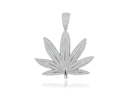 ADIRFINE 925 Solid Sterling Silver Cubic Zirconia Marijuana Leaf Charm - £48.10 GBP