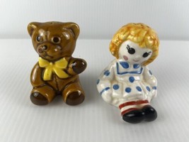 Vintage Avon Hand Painted Raggedy Ann and Bear Salt &amp; Pepper Shakers - Brazil - $9.49