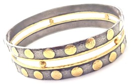 Authentic! Gurhan Deco 24k Yellow Gold Sterling Silver Bangle Bracelet P... - £1,258.98 GBP