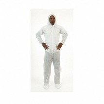 WHITE 6X SPUN POLY COVERALLS WITH HOOD &amp; BOOTS ELASTIC WRISTS, Single Su... - £10.12 GBP