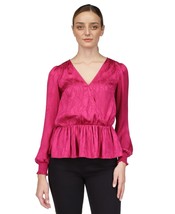 Michael Michael Kors Women&#39;s Jacquard-Print Faux-Wrap Peplum Top, Regular &amp; P... - $36.47