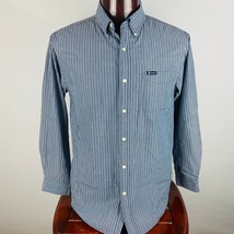 Chaps Mens Easy Care Large L Striped Button Down Collar Long Sleeve Shirt - £11.99 GBP