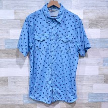 ExOfficio Short Sleeve Ventilated Hiking Shirt Blue Fish Print Outdoors ... - $39.59