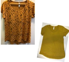 LuLaRoe Womens Lot Of 2 Blouse Yellow Short Sleeve Scoop Neck Stretch Top S - $9.89