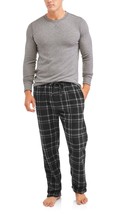 Hanes Men&#39;s Thermal Crew &amp; Fleece Plaid Pants X-Temp Set Gray Size LARGE... - £19.20 GBP