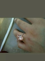 3.10Ct Simulated Oval Cut Peach Morganite &amp; Diamond Ring 14K Rose Gold Plated - £52.54 GBP