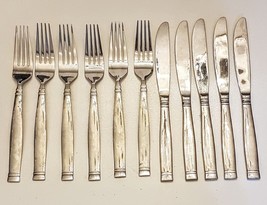 Cambridge Flatware Fork Knife LOT Simeon Stainless Bar Lined Band Patter... - $19.72