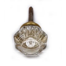 1 Knob Crystal Glass Bubble Center 8 Point Knob Door Hardware Antique Vi... - $23.23 CAD