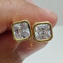 6MM Moissanite Stud Earrings for her birthday gift, Radiant cut wedding ... - $129.00