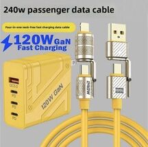 120W GaN 4-Port Wall Charger + 4-in-1 Fast Charge Cable, USB-C PD &amp; USB-... - $13.98