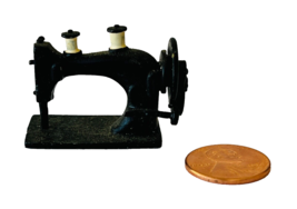 Miniature Dollhouse Antique Sewing Machine Black Metal No Table 1-1/8&quot; x 1-1/2&quot; - £15.45 GBP