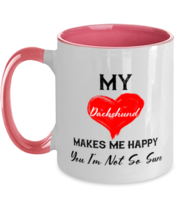 Dog Mugs. My Dachshund Makes Me Happy. Pink-2T-Mug  - £14.13 GBP