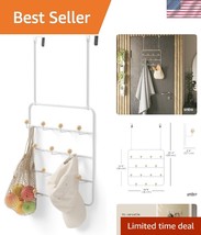 Estique Over-the-Door Coat Rack &amp; Organizer with 14 Hooks – White &amp; Natural - $39.50