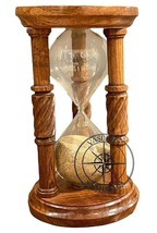 Vintage Nautical Antique Brass Sand Timer Wooden Hourglass 10 min Decor - £75.56 GBP