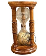 Vintage Nautical Antique Brass Sand Timer Wooden Hourglass 10 min Decor - £75.89 GBP