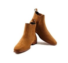 Men tan brown suede Chelsea, Men classic Suede Chelsea boots, Men ankle ... - $179.99