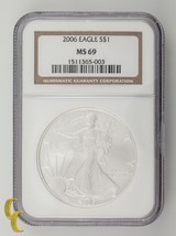 2006 Silver 1 oz American Eagle NGC Graded MS69 - £63.52 GBP