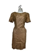 gillian petites linen scalloped edge gold dress size 8 - £26.90 GBP