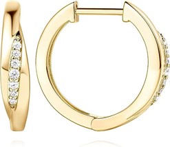 2.90 Ct Round Cut CZ White Diamond Solitaire Hoop Earrings 14K Yellow Gold Plate - £68.73 GBP