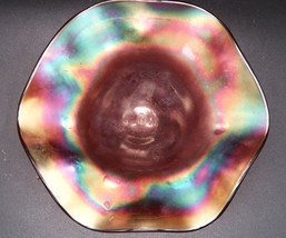 Antique Northwood Carnival Amethyst Fine Cut Footed Bowl Roses 7&quot; Stunning - $931.54 MXN